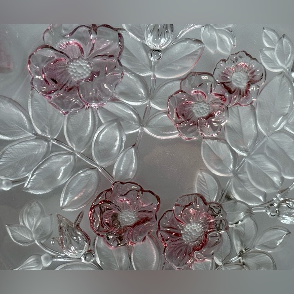 VTG Mikasa Walther Crystal Rosella Tinted/ Frosted Floral Serving Dish 12 3/4” - Picture 3 of 5